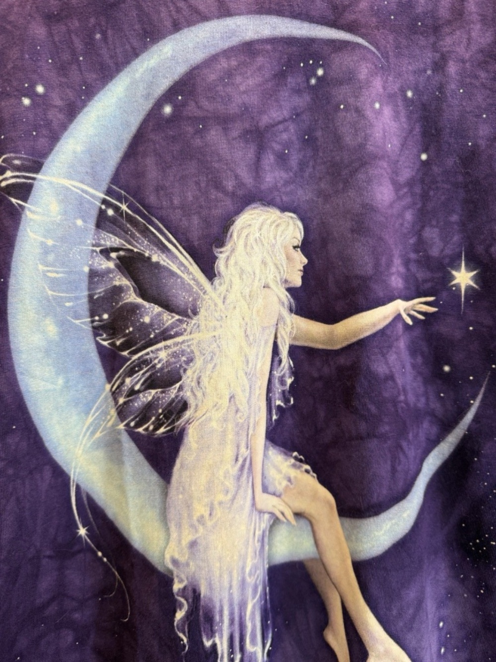 The Mountain Birth of a Star Fairy T Shirt M Purple Tie Dye Moon Fantasy Gothic - Picture 2 of 6
